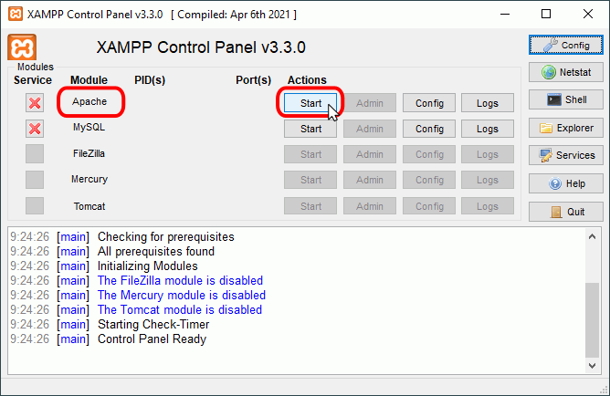 xampp Control Panel